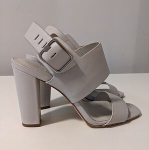 Lord & Taylor 424 Fifth | Caleigh Leather Heeled Sandals | Grey | Size 6